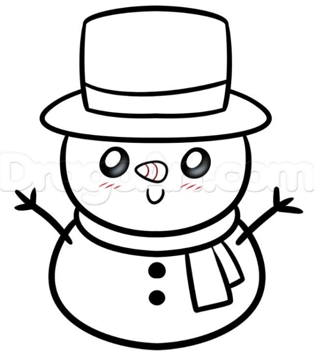 Snowman Drawing Sketch in 5 Steps