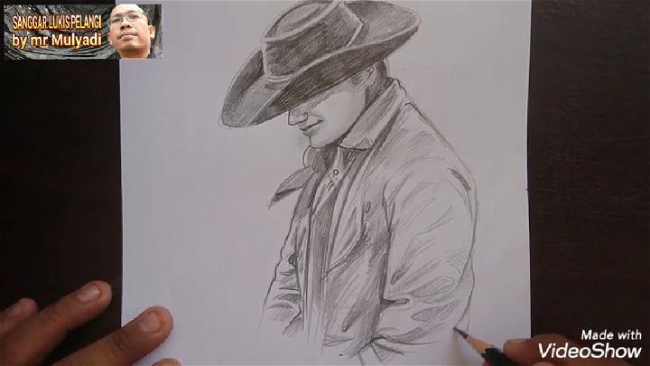 Western Cow Boy Drawing Step by Step Instructions