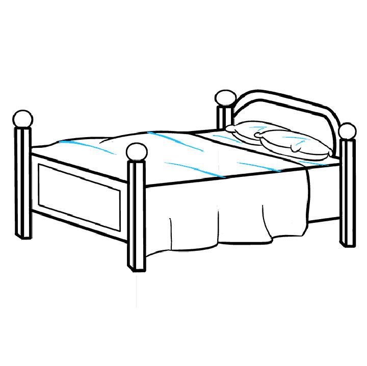 Wonderful Bed Drawing for Beginners