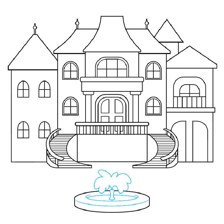 Learn How to Draw a Mansion Other Places Step by Step  Drawing Tutorials