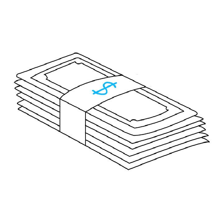 how to draw a stack of money