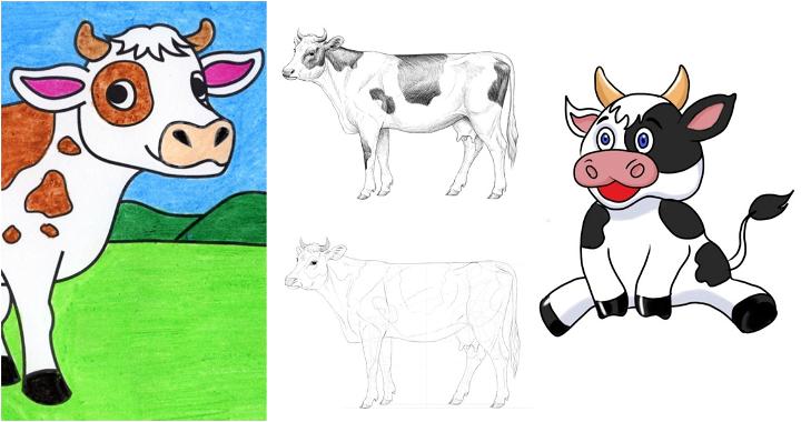 25 Easy Cow Drawing Ideas - How to Draw a Cow - Blitsy