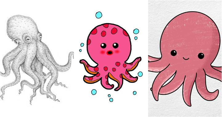 easy octopus drawing ideas tutorials