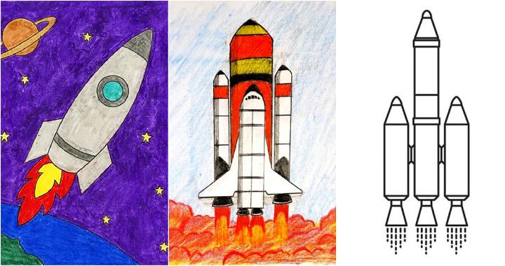 How To Draw A Space Rocket  My How To Draw