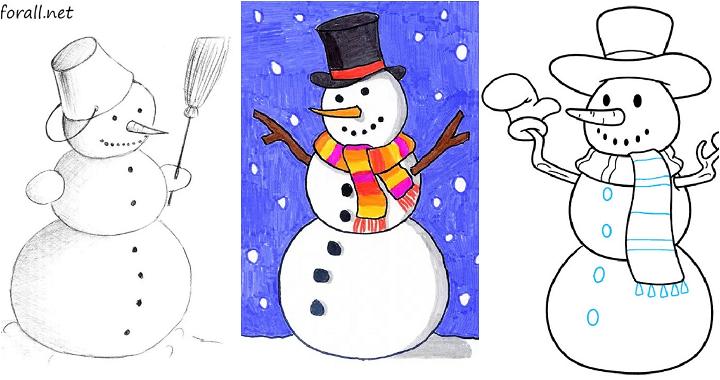 25 Easy Snowman Drawing Ideas - How to Draw a Snowman (2023)