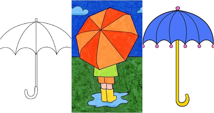 pencil shading children online art class - Girl with umbrella -KIDS art  lessons - KenFortes visual Arts academy Bangalore offers art courses for  children adults online drawing painting structured & hobby arts classes