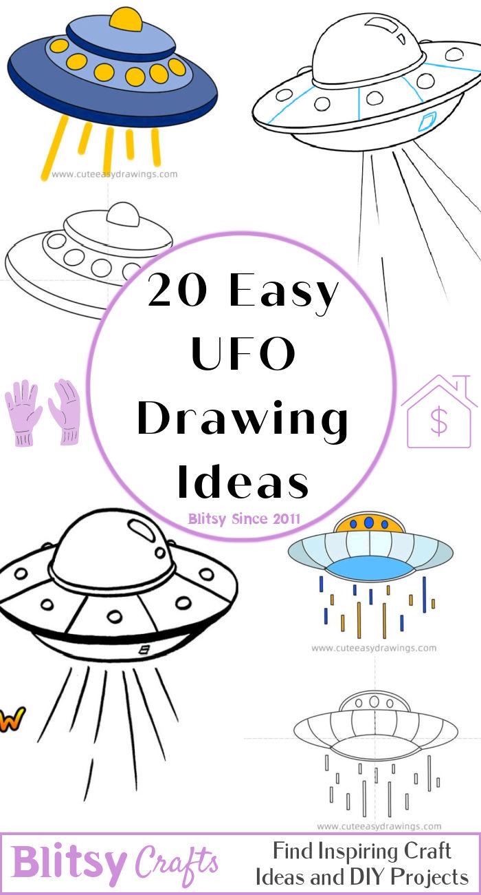 20 Easy UFO Drawing Ideas - How to Draw a UFO