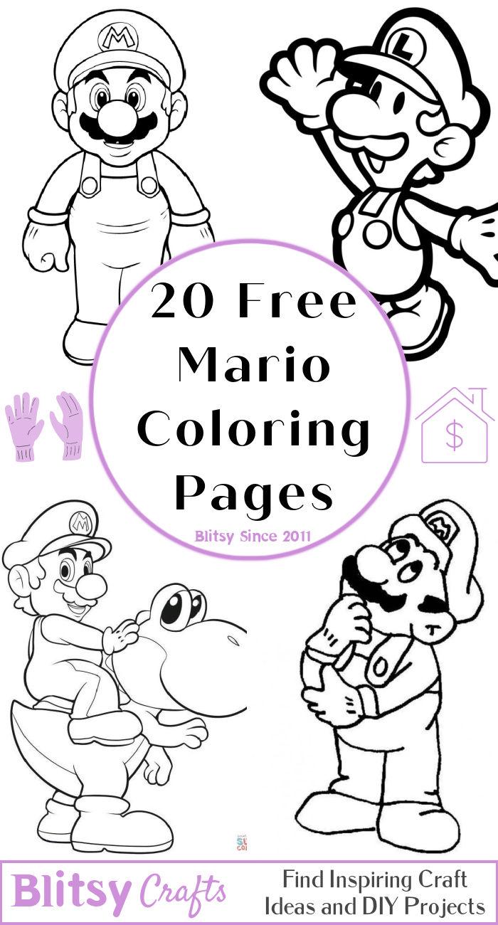 20 Easy and Free Mario Coloring Pages for Kids and Adults - Cute Mario Coloring Pictures and Sheets Printable