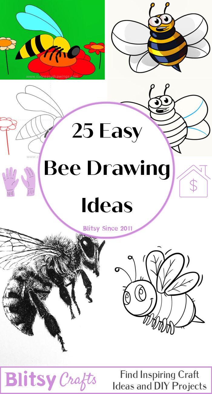 25 cute bee drawing ideas - how to draw a bee