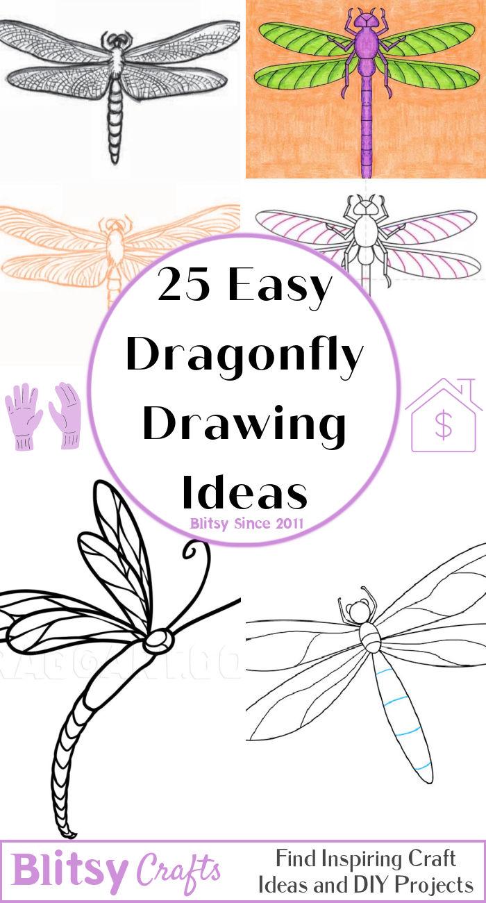 25 Easy Dragonfly Drawing Ideas - How to Draw a Dragonfly