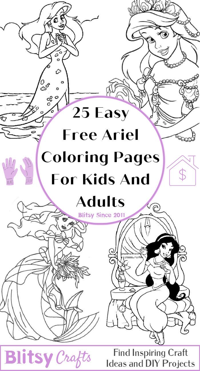 25 Easy and Free Ariel Coloring Pages for Kids and Adults - Cute Ariel Coloring Pictures and Sheets Printable