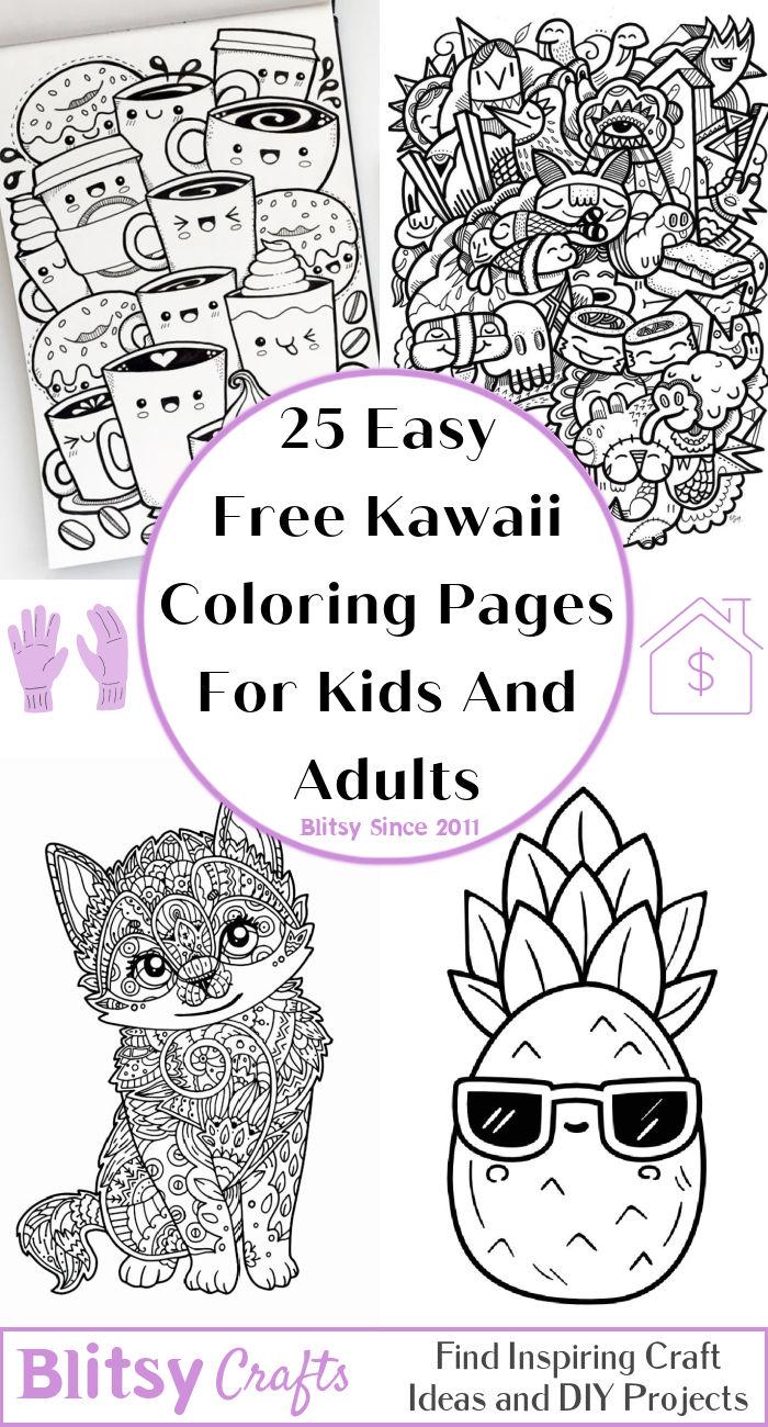 25 Easy and Free Kawaii Coloring Pages for Kids and Adults - Cute Kawaii Coloring Pictures and Sheets Printable