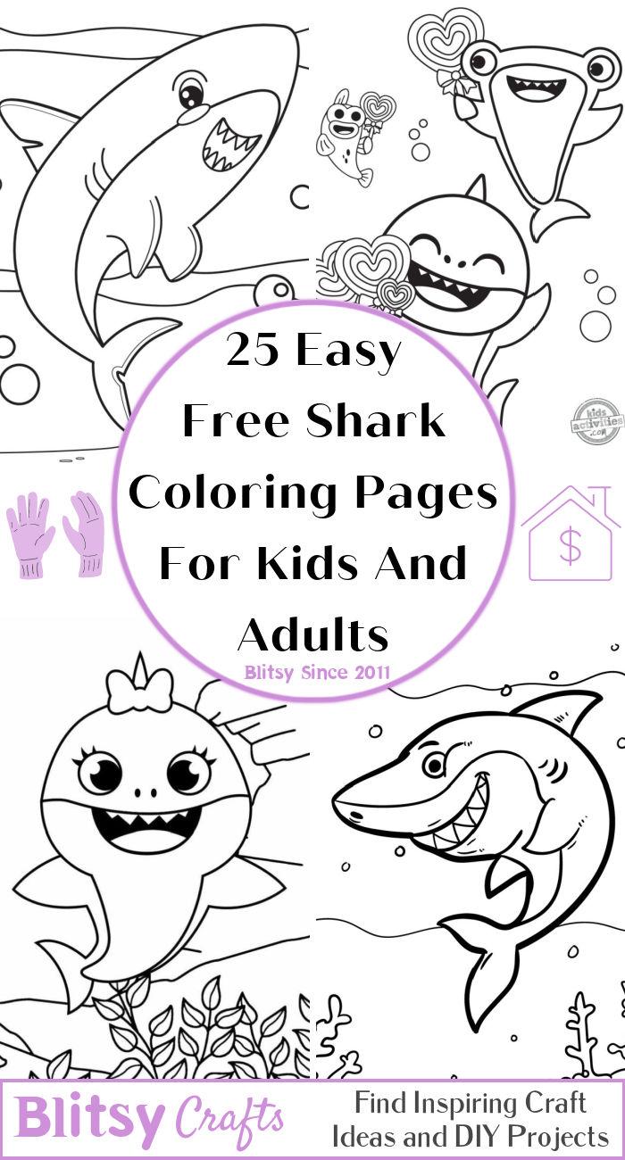 25 Easy and Free Shark Coloring Pages for Kids and Adults - Printable Shark Pictures to Color