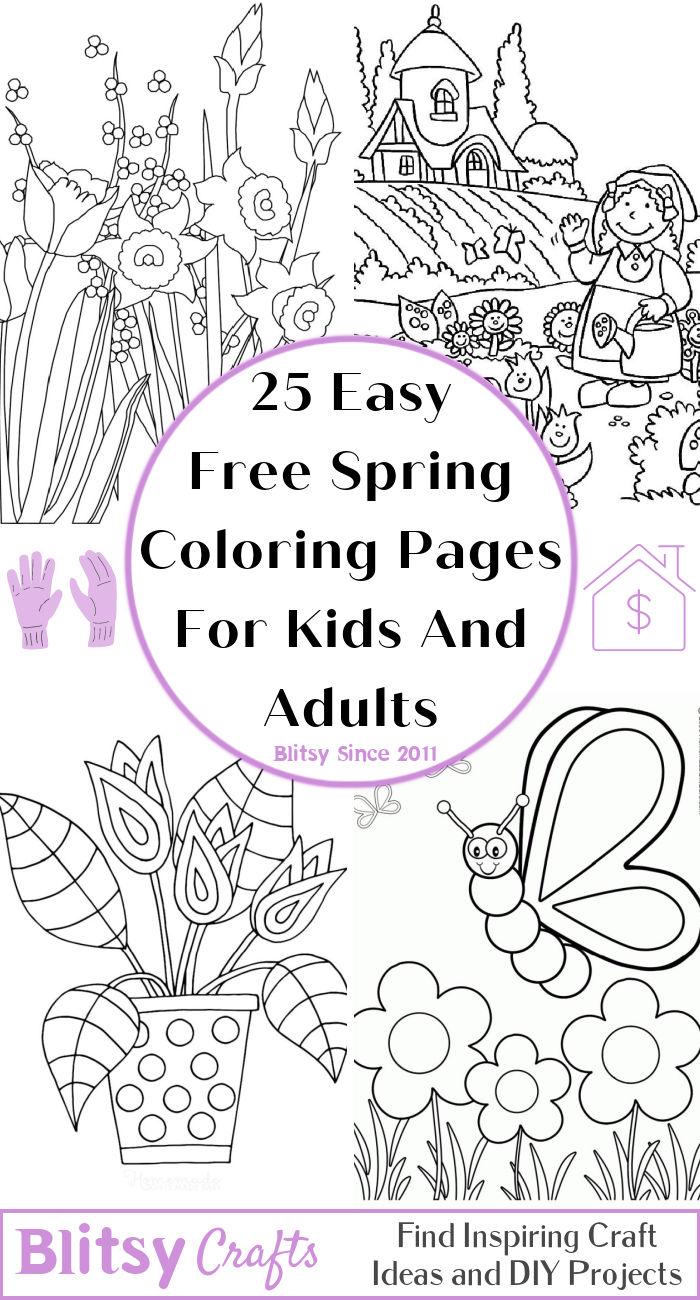 25 Easy and Free Spring Coloring Pages for Kids and Adults - Cute Spring Coloring Pictures and Sheets Printable
