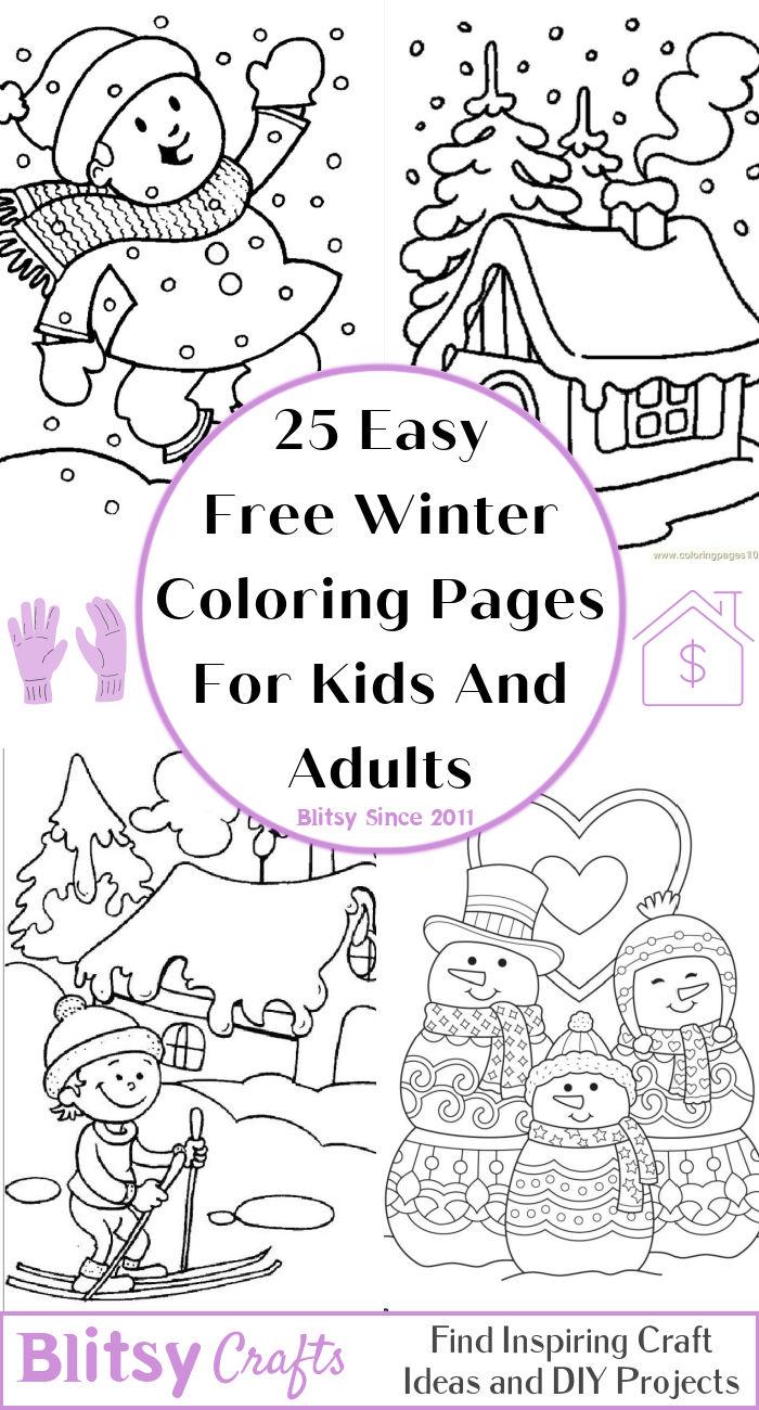 25 Easy and Free Winter Coloring Pages for Kids and Adults - Cute Winter Coloring Pictures and Sheets Printable