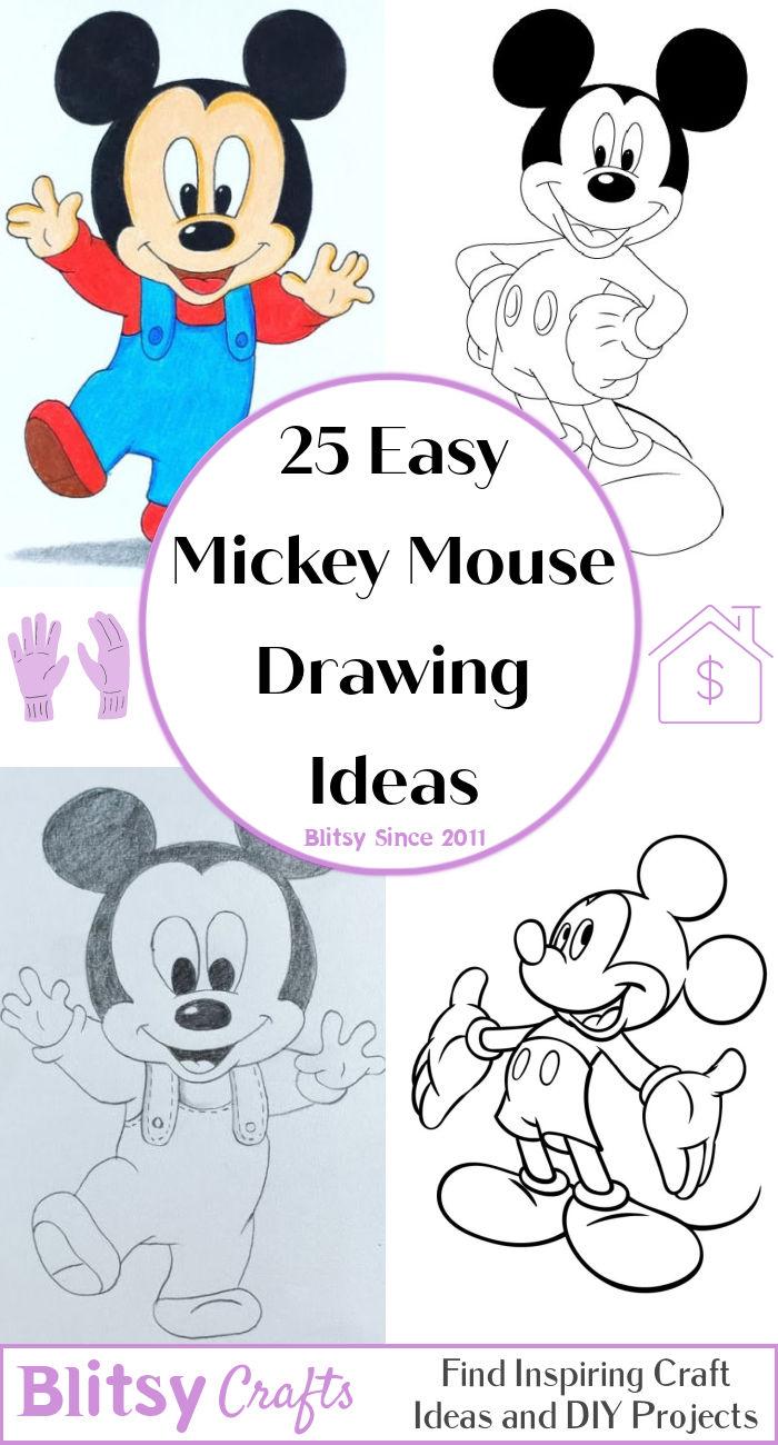 How to draw Mickey Mouse - Sketchok easy drawing guides