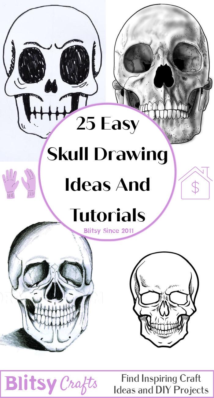 25 easy skull drawing ideas - how to draw a skull
