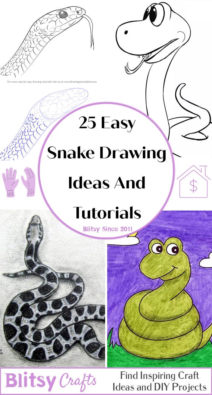 25 easy snake drawing ideas - how to draw a snake