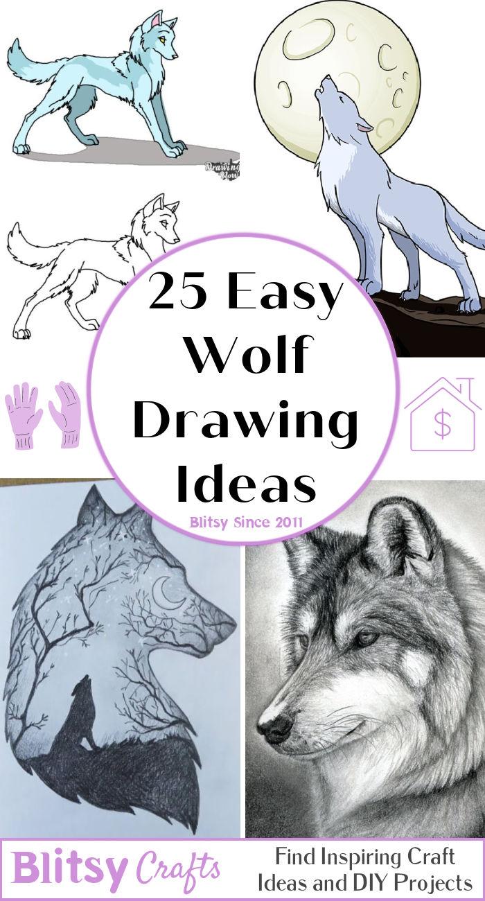 how to draw a wolf pup howling