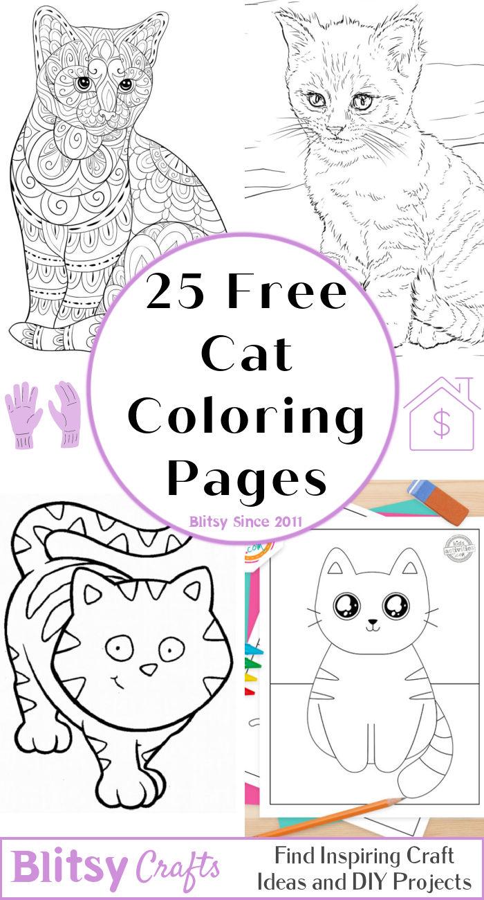25 Easy and Free Cat Coloring Pages for Kids and Adults - Cute Cat Coloring Pictures and Sheets Printable