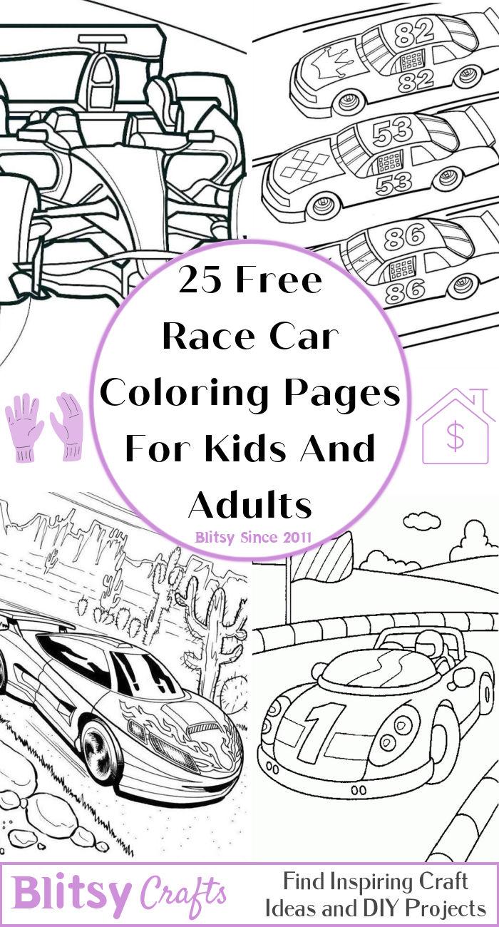 25 Easy and Free Race Car Coloring Pages for Kids and Adults - Cute Race Car Coloring Pictures and Sheets Printable