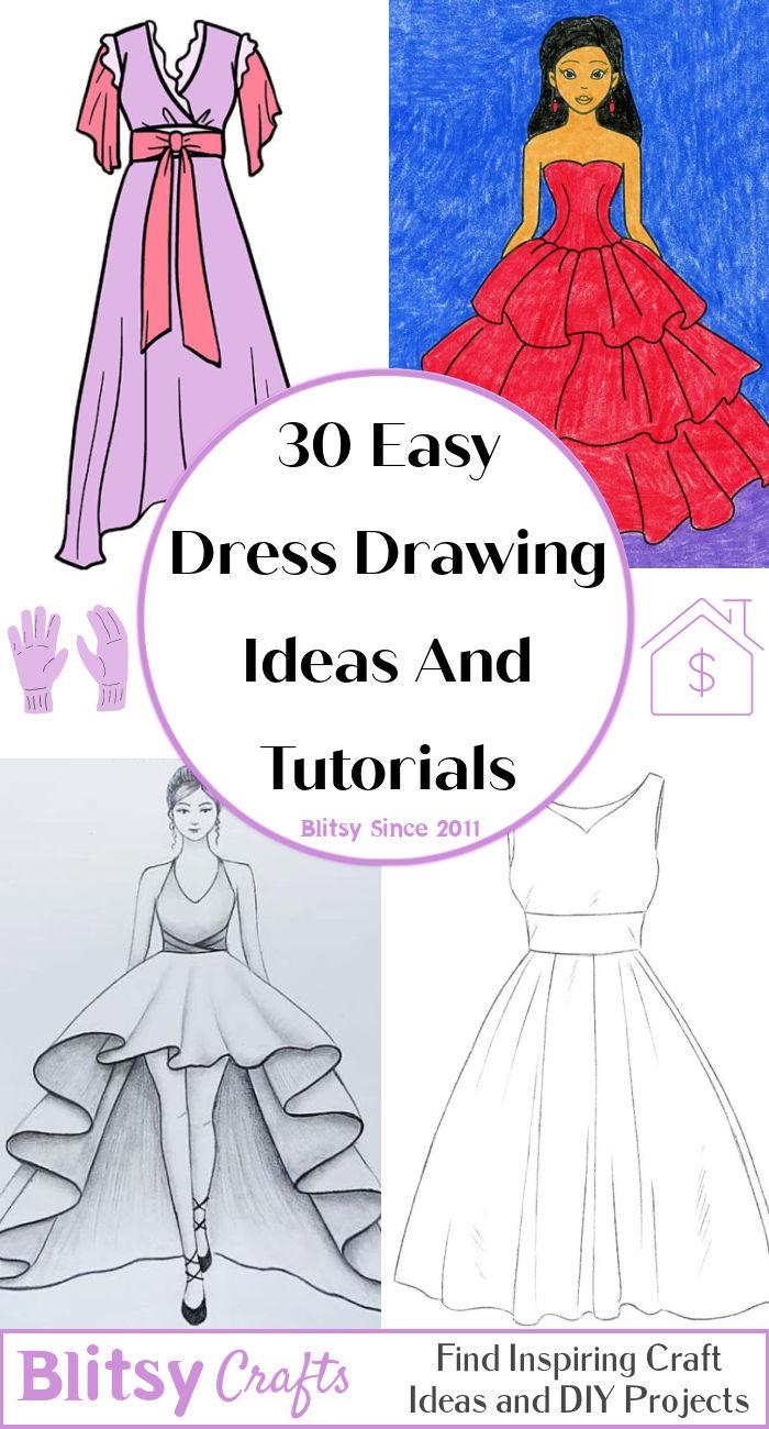 How to draw a beautiful girl dress drawing design easy Fashion illustration  dresses drawing tutorial - YouTube