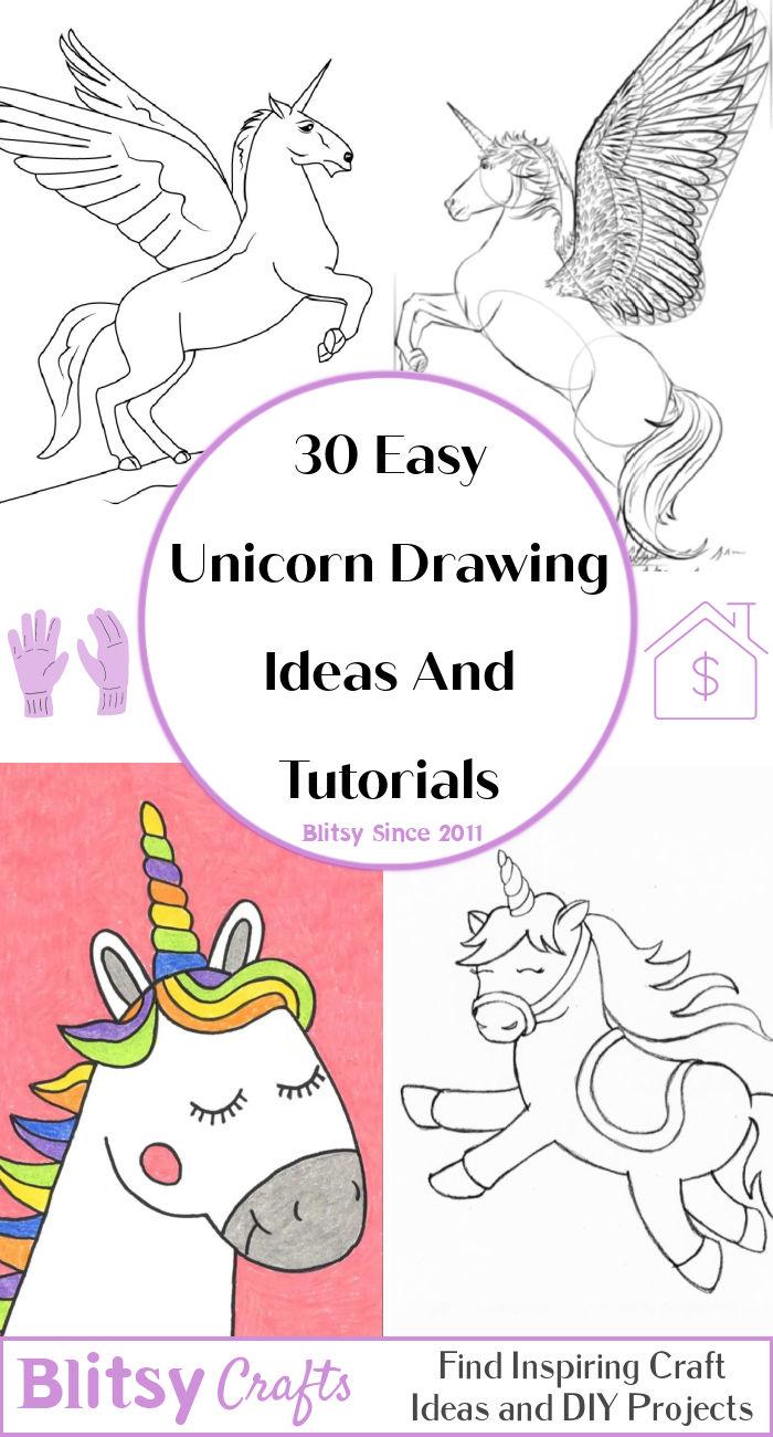 30 easy unicorn drawing ideas - how to draw a unicorn