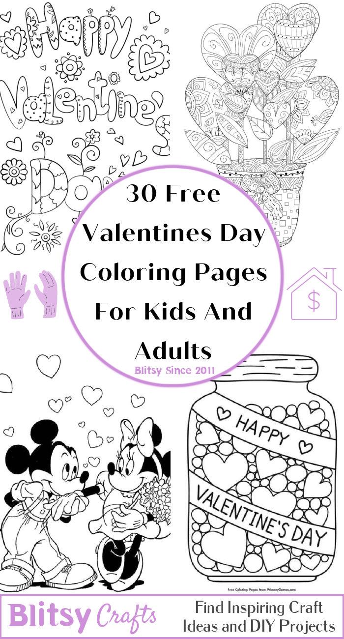 30 Easy and Free Valentine's Day Coloring Pages for Kids and Adults - Cute Valentine's Day Coloring Pictures and Sheets Printable