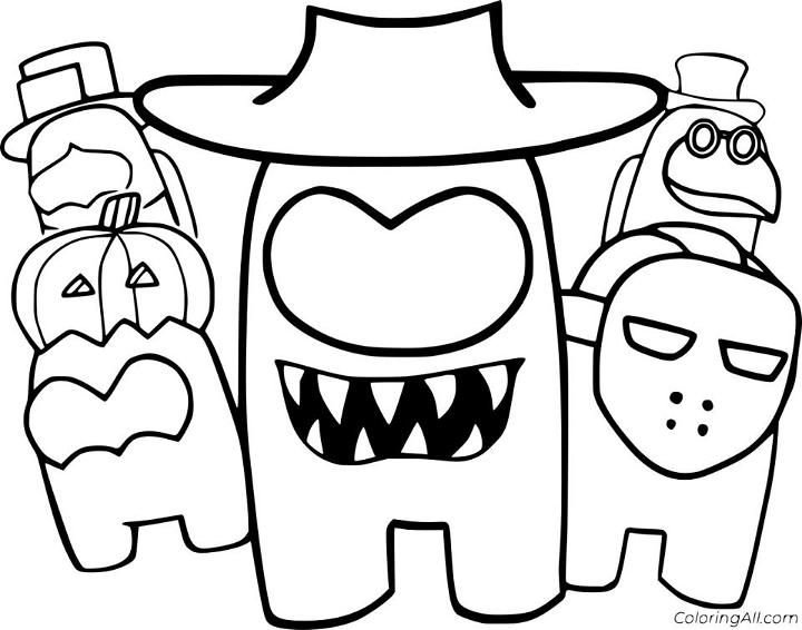 Among Us Halloween Coloring Pages