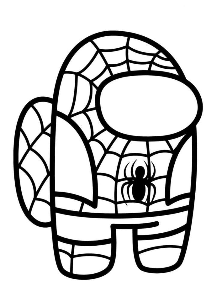 Among Us Skin Spiderman Coloring Page