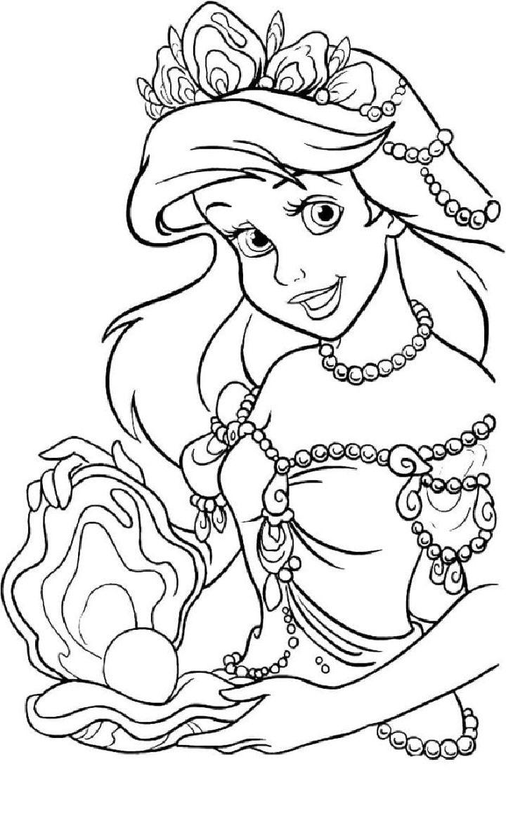 Ariel with Pearl Jewelry Coloring Pages