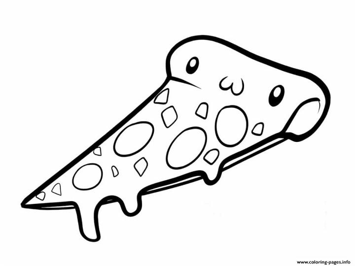 Beautiful Pizza Kawaii Coloring Page