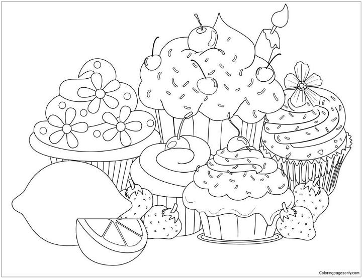 Beautiful Sweet Cupcake Coloring Pages