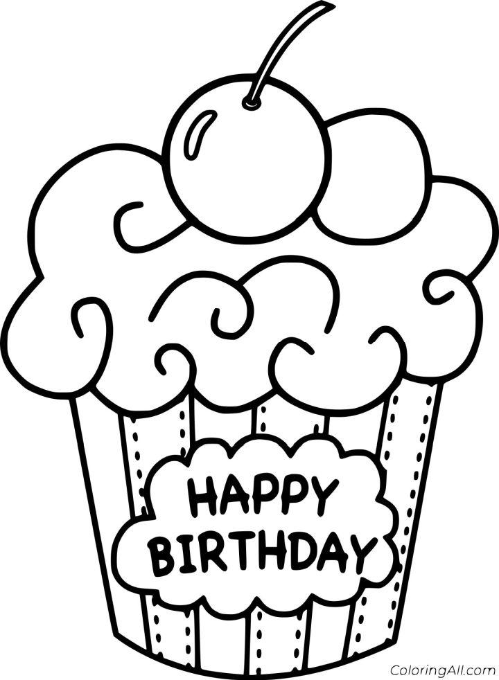 Birthday Cupcake Coloring Pages, Tracer Pages, and Posters