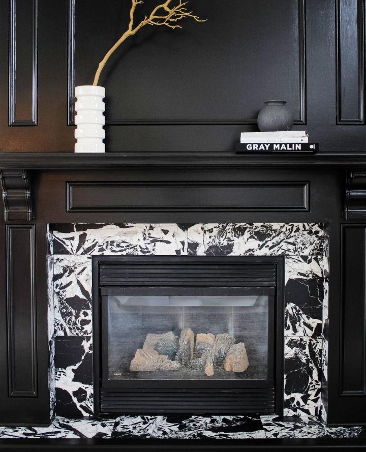 Black And White Tile Fireplace