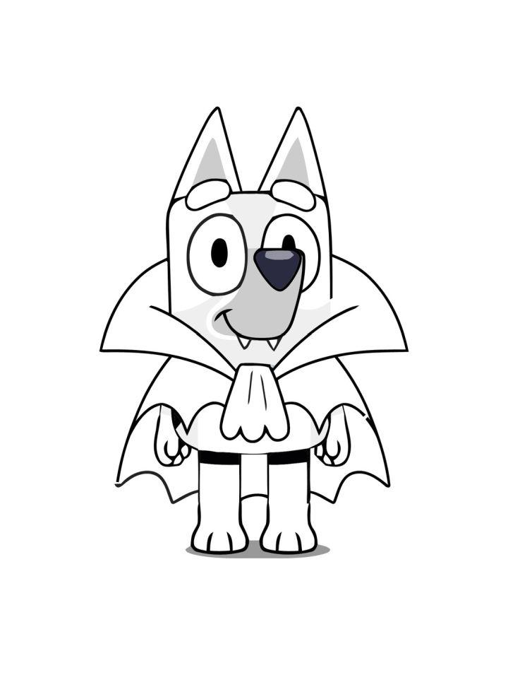 Bluey Dress Up Like Vampire Coloring Page