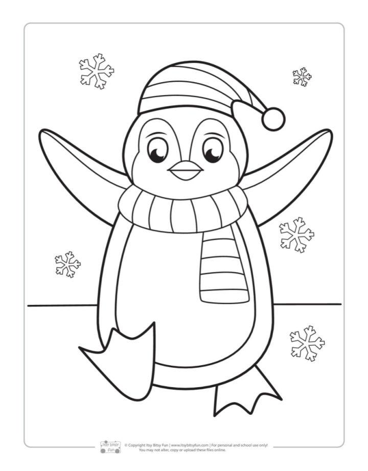 Cartoon Penguin Coloring Page for Kindergarten