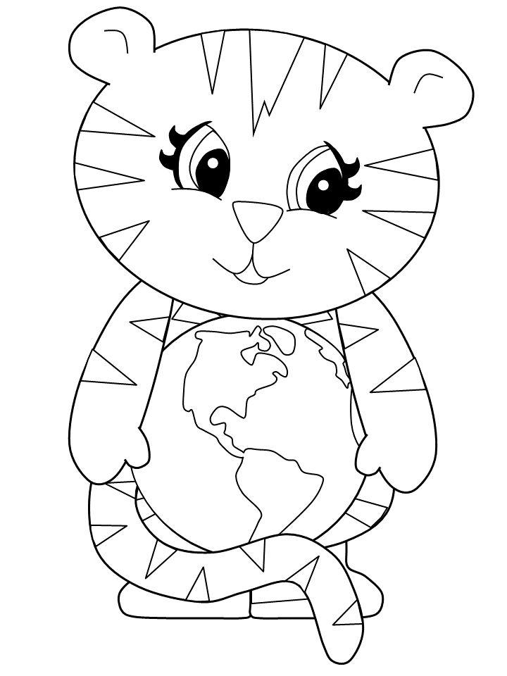 Cartoon Tiger Coloring Page to Print