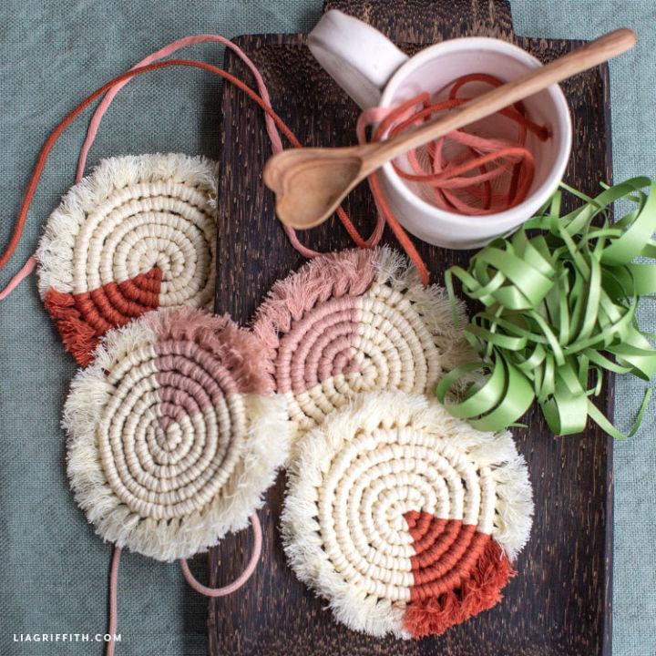 Color Block Macrame Coasters