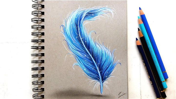 Colored Pencil Feathers Drawing