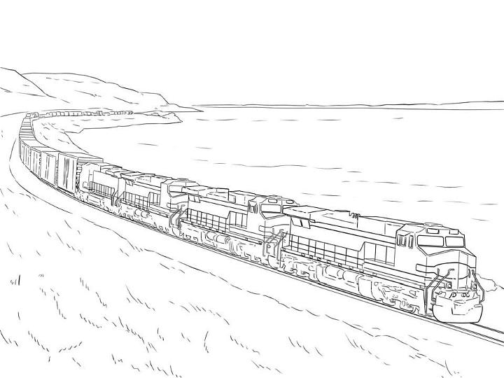 Coloring Page of Freight Train