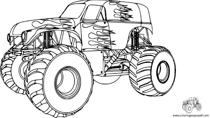 Coloring Pages of a Fire Monster Truck