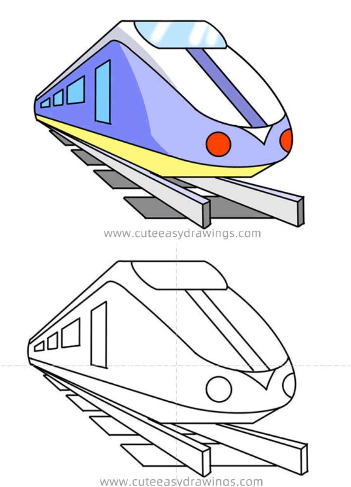 How To Draw A Train For Kids Step by Step Drawing Guide by Dawn   DragoArt