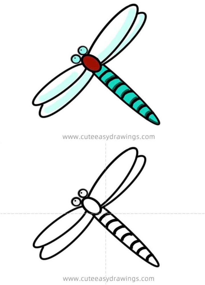 Cute Dragonfly Drawing for Kids
