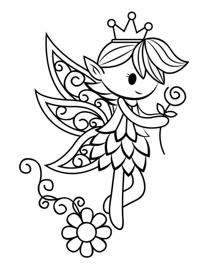 Cute Fairy Coloring Page PDF