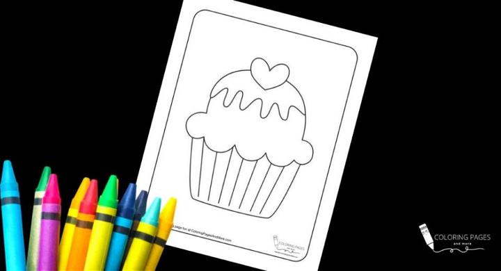 Cute Heart Cupcake Coloring Page