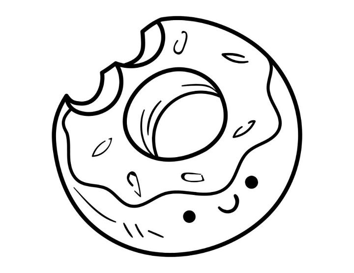 Cute Kawaii Donut Coloring Page