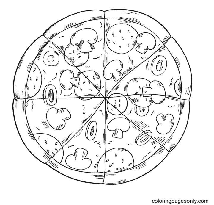 Cute Pizza Coloring Pages