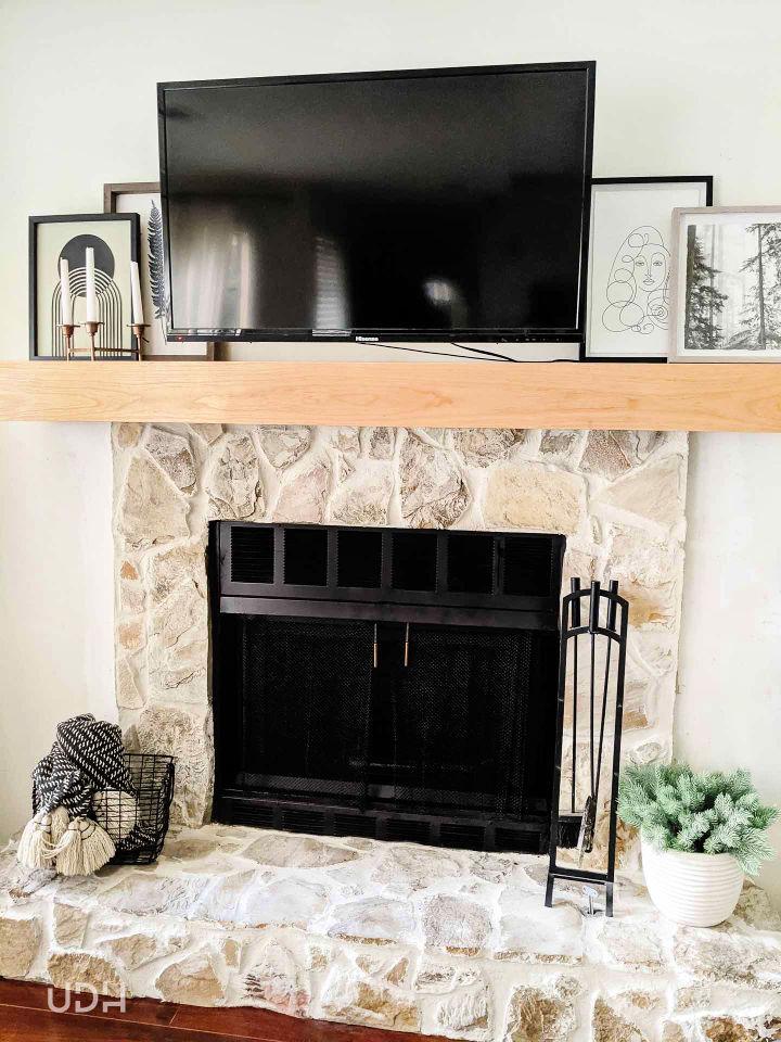 DIY Stone Fireplace With Tv