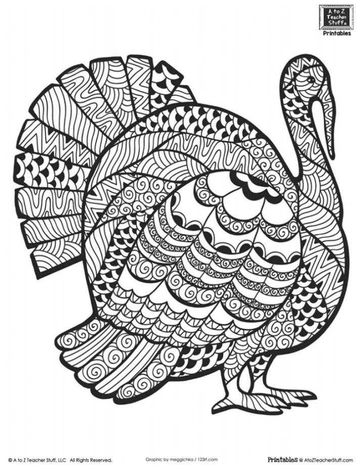 Detailed Turkey Advanced Coloring Page 1